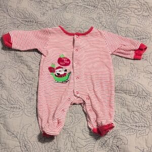 Nursery Rhyme Red and White Striped Baby Footie